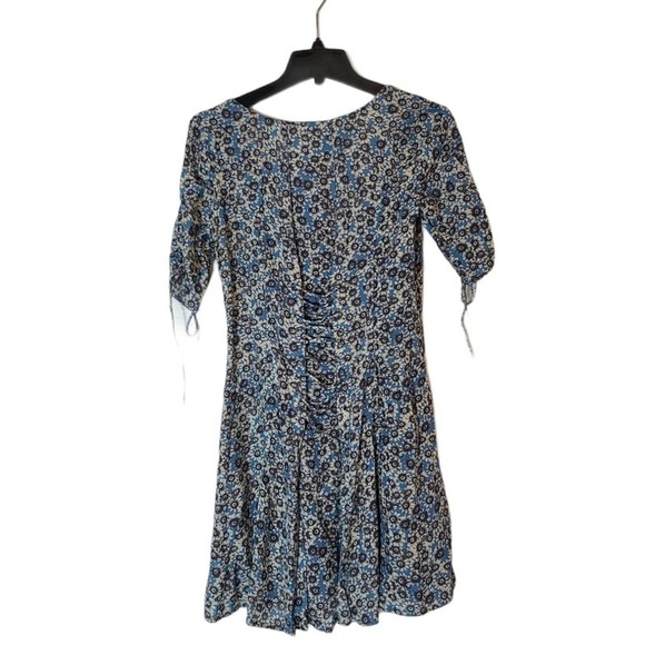Free People Blue Floral Lace-Up Boho Cottagecore Mini Dress Small NWT - Picture 7 of 8